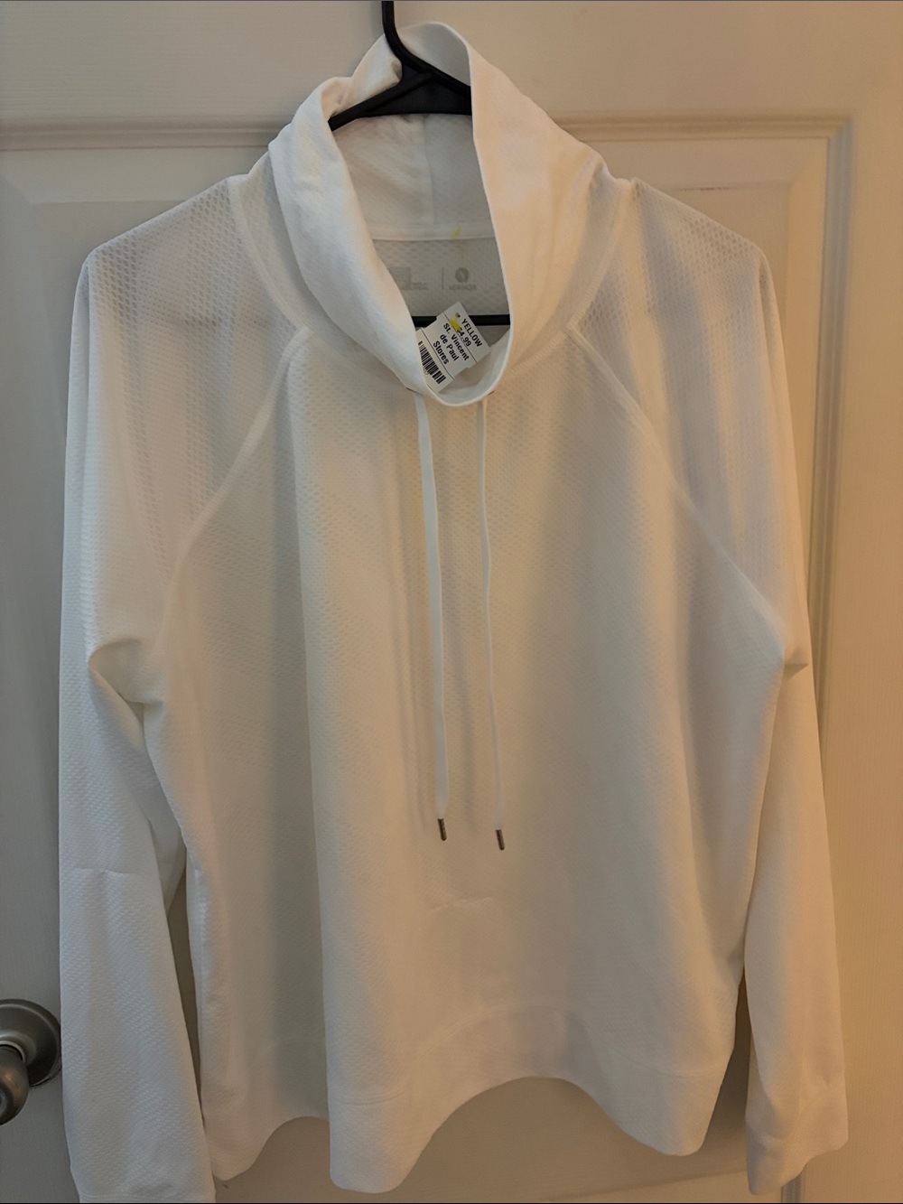 Xersion White Funnel Neck Pullover with Drawcords